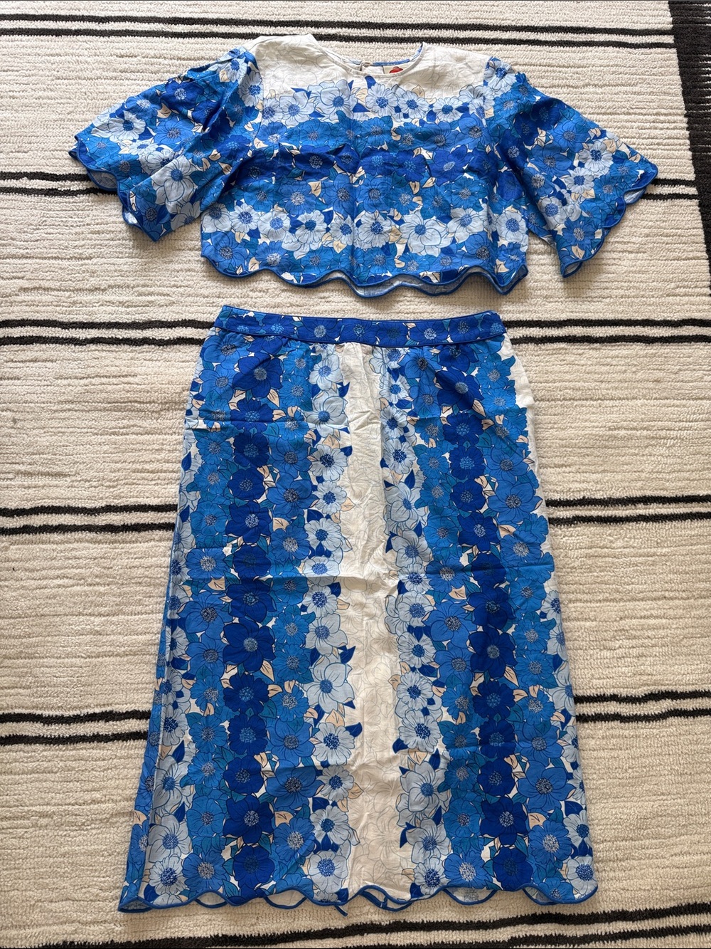 Farm Rio Flower Stripes set cropped top skirt NWT